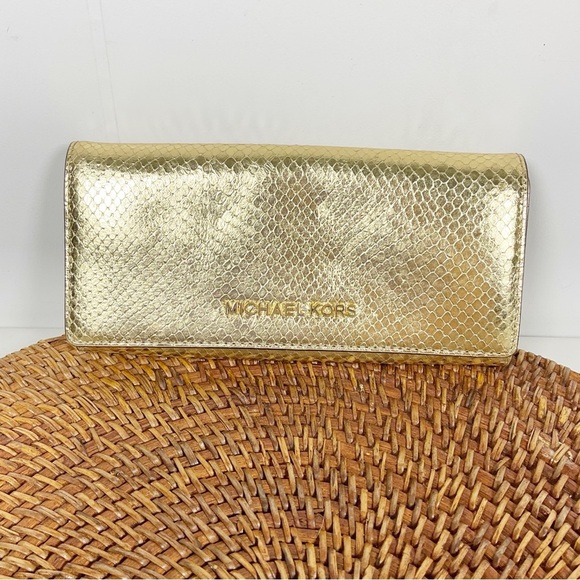 Michael Kors Shimmering Gold Wallet Snakeskin - Picture 1 of 3